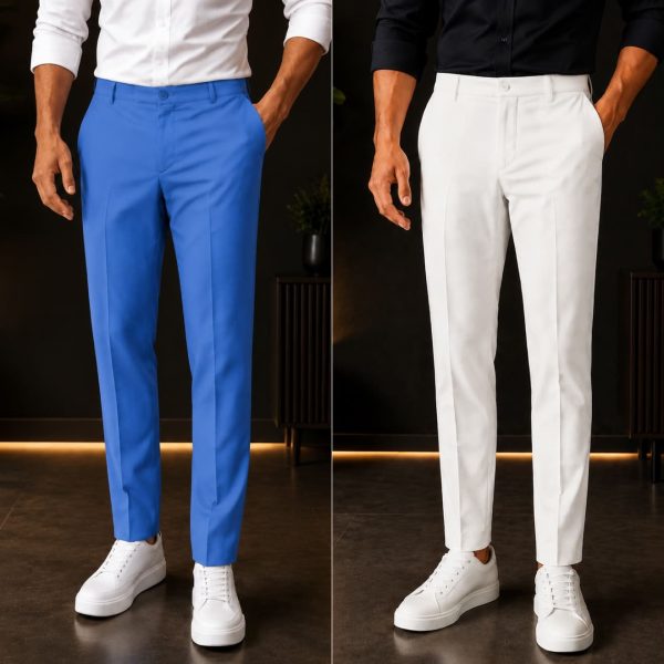 Formal Pant (2 pcs) - Sky & White