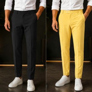 Formal Pant (2 pcs) - Black & Mustard Yellow