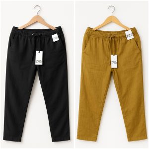 Cotton Trouser - Black x Brown