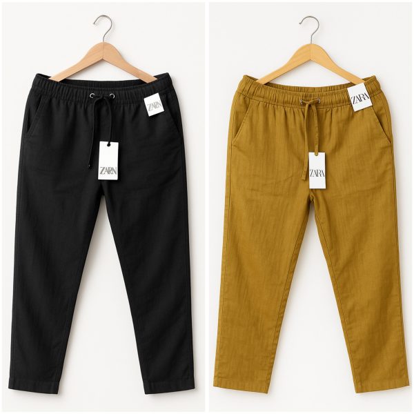 Cotton Trouser - Black x Brown