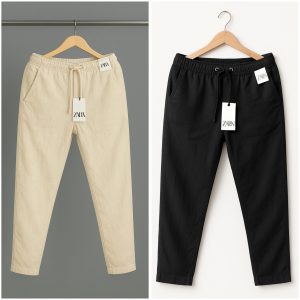 Cotton Trouser - Biscuit x Black