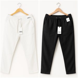 Cotton Trouser - White x Black