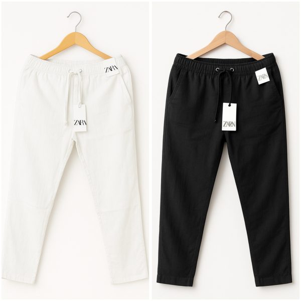 Cotton Trouser - White x Black