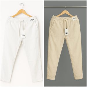 Cotton Trouser - White x Offwhite