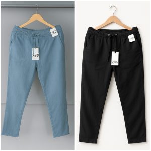 Cotton Trouser - Sky x Black