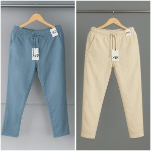 Cotton Trouser - Sky x Offwhite