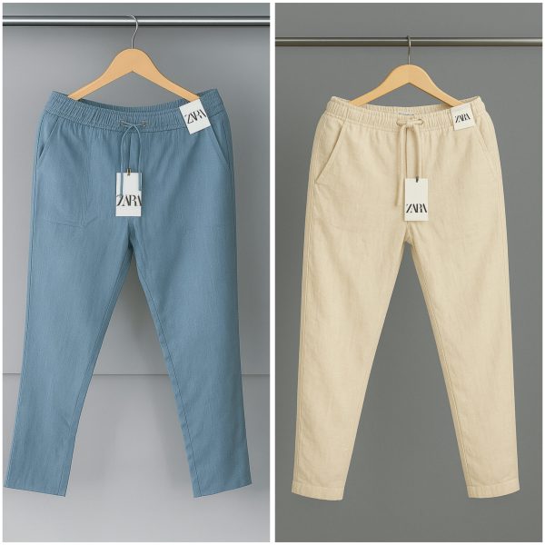 Cotton Trouser - Sky x Offwhite