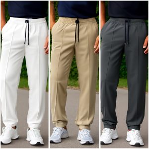 Baggy Trouser - White&Brown&Ash