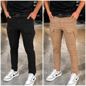 6 Pocket Cargo Trouser - Black&Beige