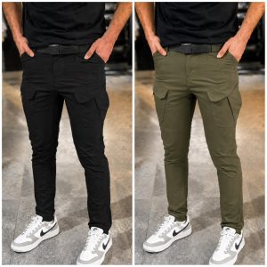 6 Pocket Cargo Trouser - Black&Olive