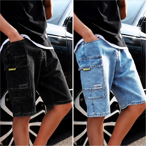 DENIM SHORTS - BLACK / BLUE